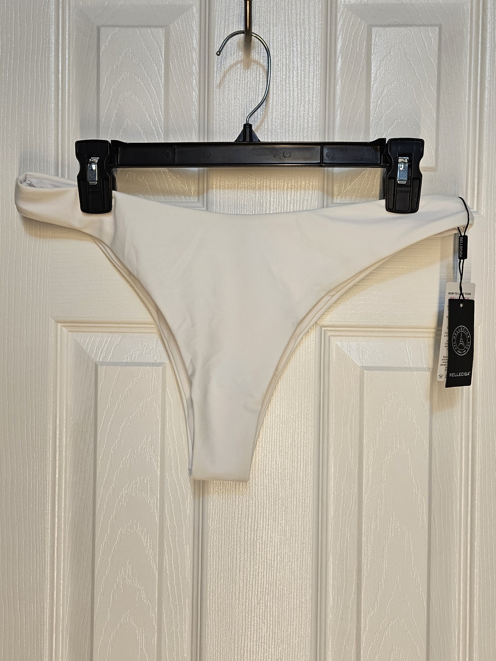 RELLECIGA White Solid Bikini Bottom Women L
